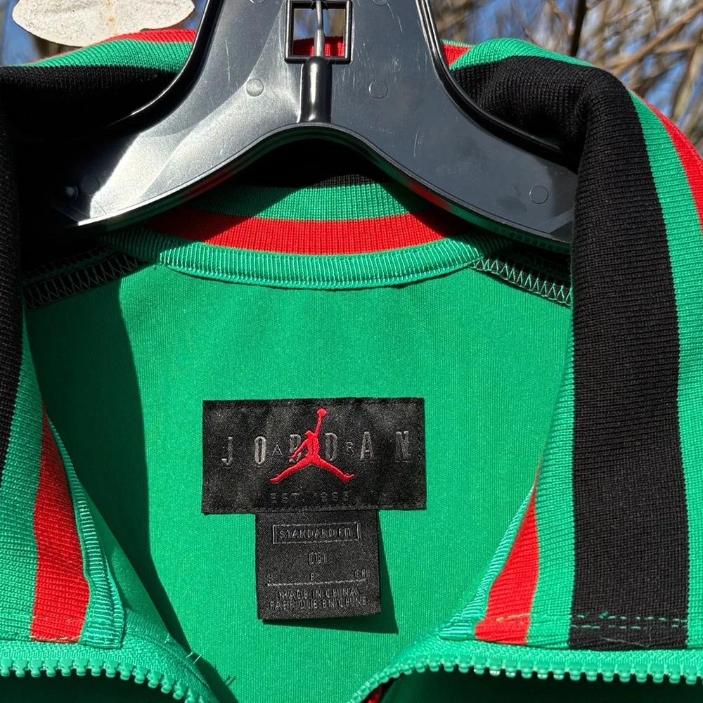 Jordan Green Track Jacket and Joggers with Red and Black Trim - Picture 2 of 6